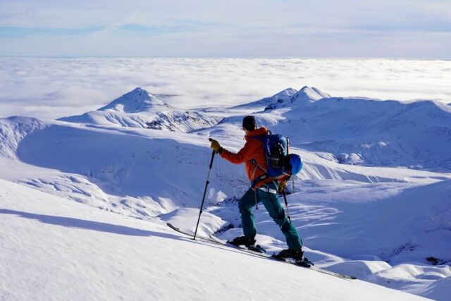Backcountry skiing in Kerlingarfjöll